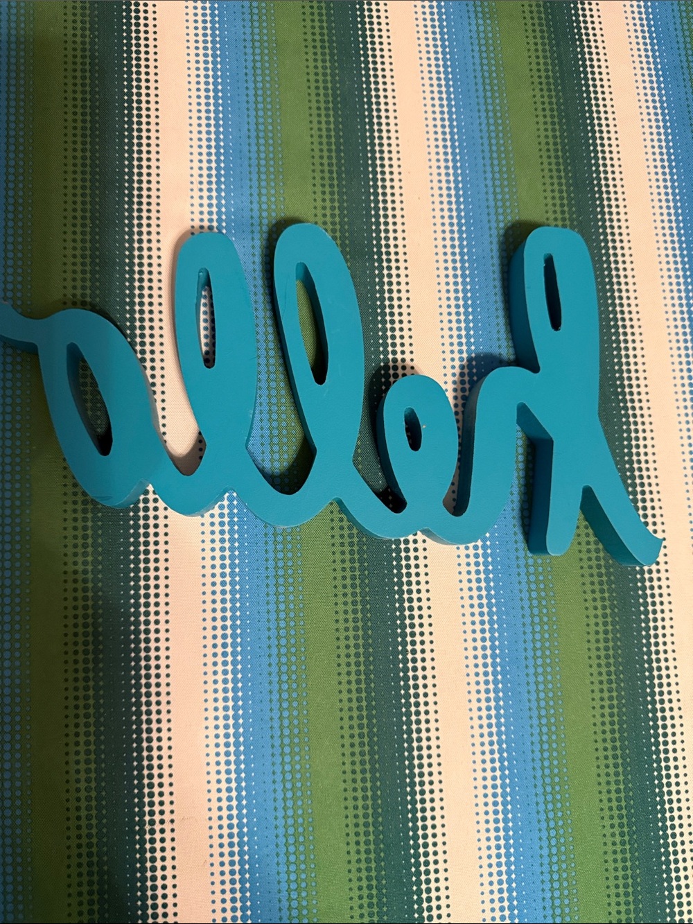 Blue "hello" Script Sign - Home Decor - Picture 2 of 6